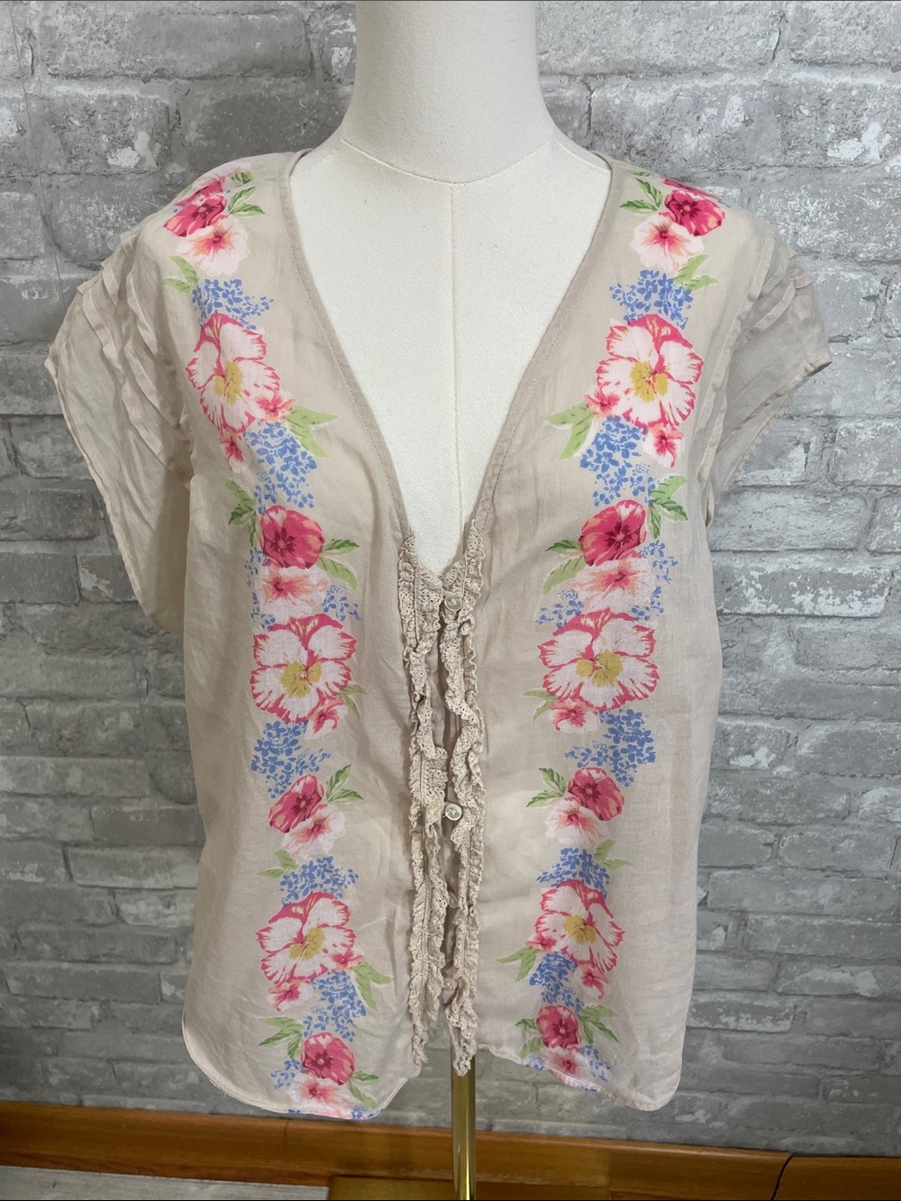 Free People Vintage Gardenia Blouse in Natural Floral